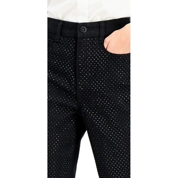 INC Rhinestone Jeans Women's 27 SMALL Black High-Rise Straight Pockets NWOT - Picture 12 of 16